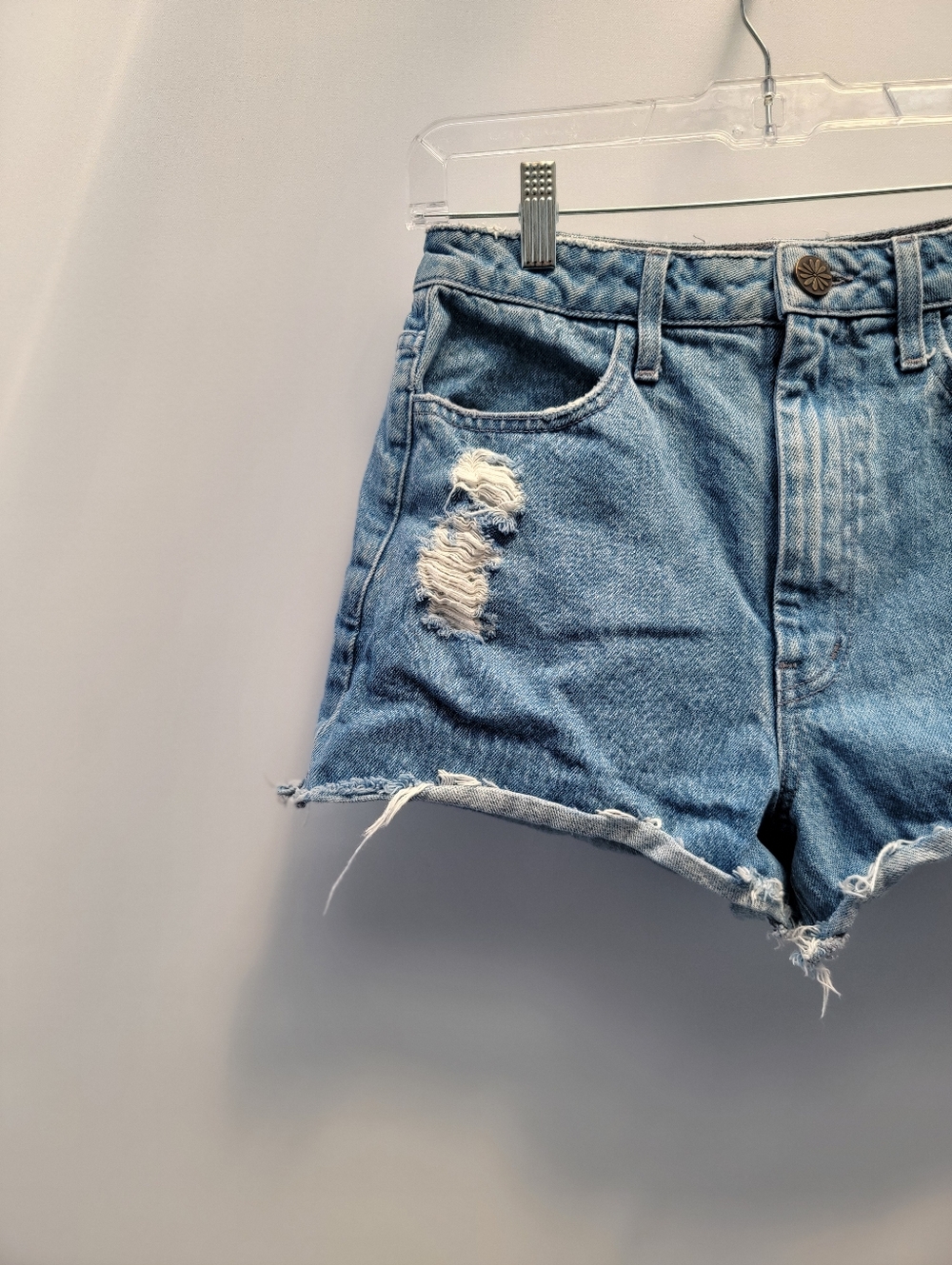 Show Me Your Mumu Blue Arizona High Waisted Shorts Size 25 Blue Rainbow Pockets - Picture 3 of 13